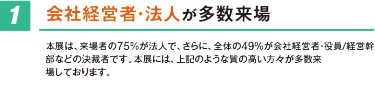 会社経営者・法人が多数来場